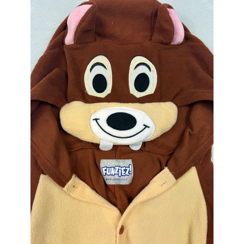 Funziez by Silver Lilly Chipmunk Fleece Union Suit Pajamas Brown XL